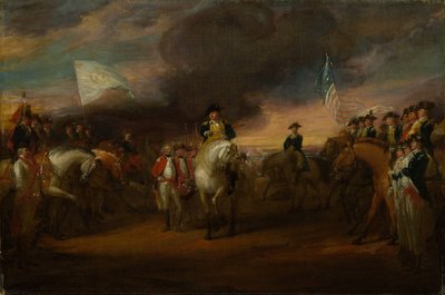 「ヨークタウンでのコーンウォリス卿の降伏」の習作、1787-91年頃（キャンバスに油彩） 作： John Trumbull