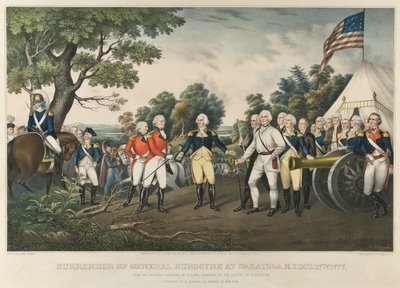 1777年10月17日、ニューヨーク州サラトガでバーゴイン将軍降伏。 1852 作： John Trumbull