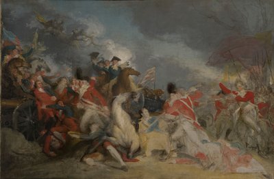 プリンストンの戦いでのマーサー将軍の死、1777 年 1 月 3 日 (未完成版) 作： John Trumbull