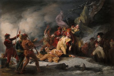 1775 年 12 月 31 日、ケベックへの攻撃でのモンゴメリー将軍の死 作： John Trumbull