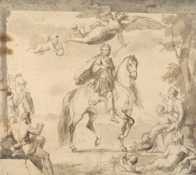 Valmisteleva tutkimus koristeluun "Equestrian Portrait of George I" 作： John Vanderbank