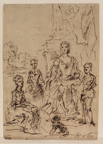 家族の肖像画グループのためのスケッチ、1730 作： John Vanderbank