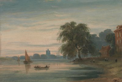 チェルシー オールド チャーチに向かうテムズ川沿いの景色 作： John Varley