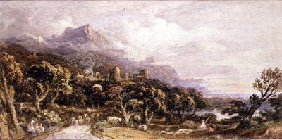 城と山のある風景 作： John Varley
