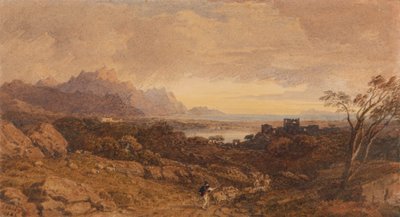 遠くの山々とロマンチックな風景 作： John Varley