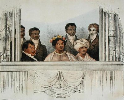 1824年6月4日にドーリーレーンのシアターロイヤルで上演された、サンドイッチ諸島のレオレオ王、タメハマル王妃、ポキ夫人およびスイートルームの両陛下。 作： John W. Gear
