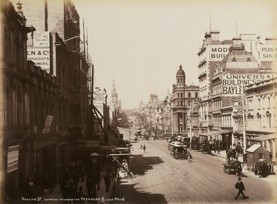 コリンズストリート、メルボルン、1880年頃 作： John W. Lindt