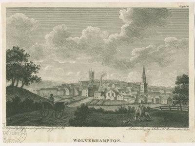 ウォルバーハンプトン-サウスウェストビュー：彫刻、nd [c 1796] 作： John Walker