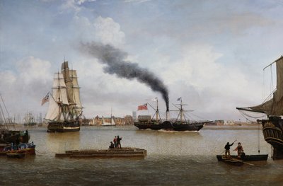 最後の航海でハルを離れるS.S.フォルファーシャー号（油彩・キャンバス） 作： John Ward