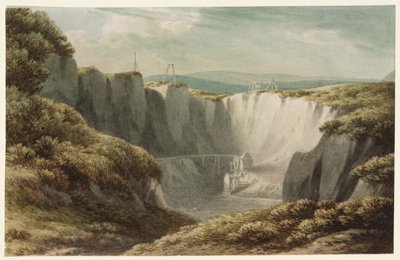 コーンウォールのカークレイズにあるスズ鉱山、1800年頃（紙にトイレ） 作： John Warwick