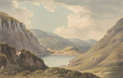 Llyn Geirionedd、Trefriew からそう遠くない、コンウェイ川、カーナヴォンシャー 作： John Warwick Smith