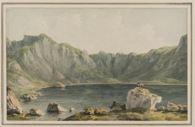 Llyn Idwal、カーナーボンシャーのLlyn Ogwenからのアプローチについて、1795年頃（紙にwc） 作： John Warwick Smith