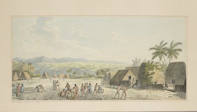19：Atooiの内陸ビュー、キャプテンクックの最後の航海を描いた一連の水彩画c.1773-84 作： John Webber
