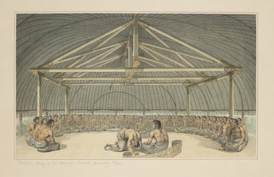 7：友好的な島の王プーラホ、カバを飲む、キャプテンクックの最後の航海、c.1773-84を示す一連の水彩画から 作： John Webber