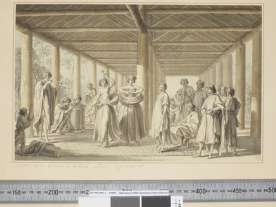 F.14 別の場面、オタヘイトの踊り、外観、1773-84年頃（水彩画 作： John Webber