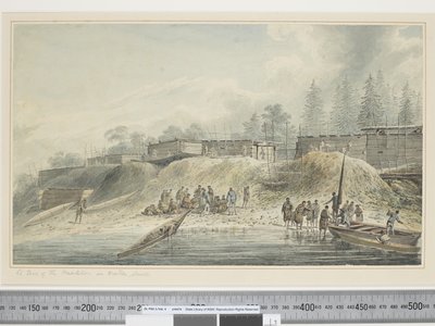 F.23ヌートカ湾の生息地の眺め、c.1773-84（水彩） 作： John Webber