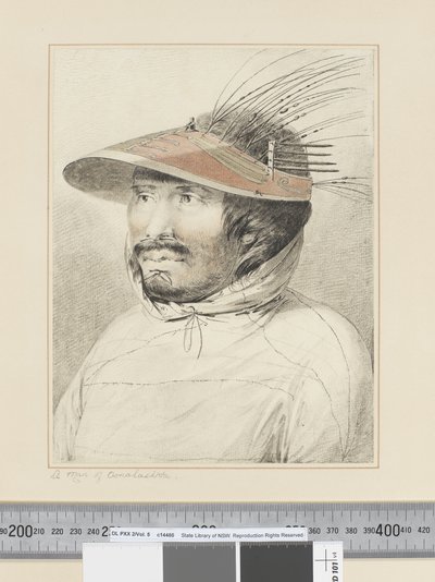 F.28 「オナラシュカの男」 1773-84年頃 （水彩画 作： John Webber