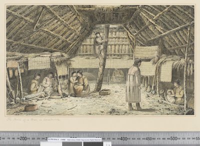 F.34 「オナラシカの家の中」 1773-84年頃 （水彩画 作： John Webber