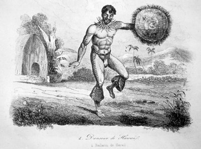 ハワイアンダンサー、c1770-1793 作： John Webber
