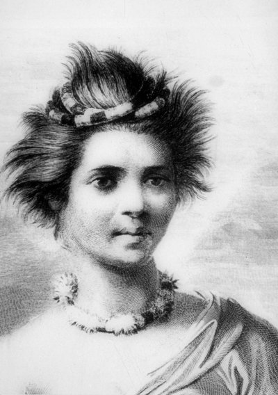 18世紀のフェザーレイを身に着けたハワイアン女性 作： John Webber