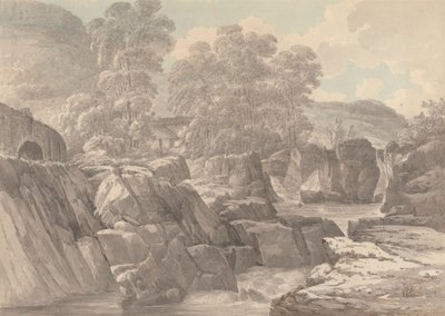 Betws-y-Coed、Denbighの近くのLlugwy川のPont-y-Pair 作： John Webber