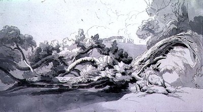 根こそぎの木のある風景 作： John White Abbott