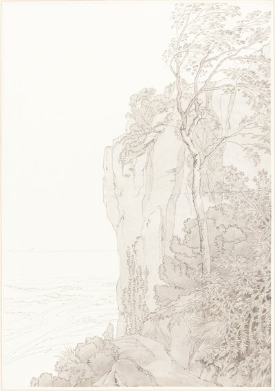 海岸道路の上の切り立った崖 作： John White Abbott
