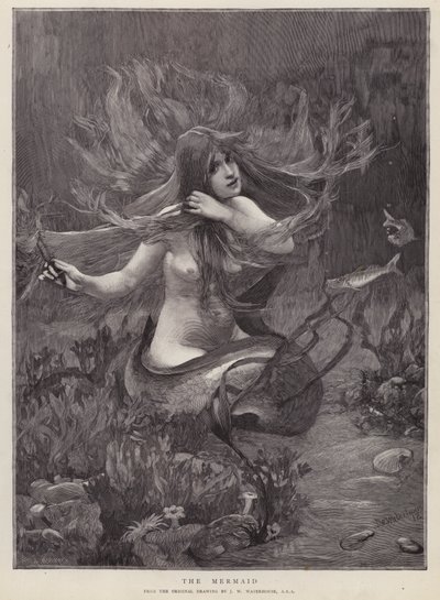 The Mermaid（リトグラフ 作： John William (after) Waterhouse