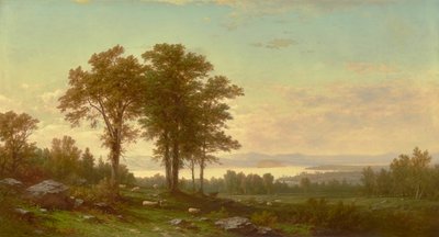 羊のいる川の風景 1877年 （油彩・キャンバス） 作： John William Casilear