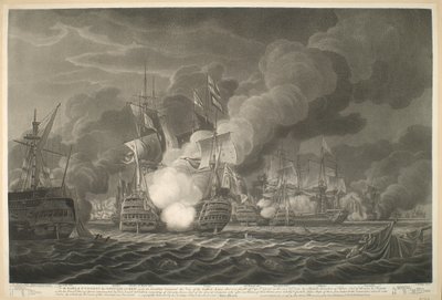 1797年2月14日、セントビンセント岬沖で、15隻の帆船とフリゲートからなる英国艦隊によって繰り広げられた勇敢な戦いの様子を、閣下指揮下のセントビンセント伯爵、士官、乗組員、そしてグランド・フリゲートとともにご覧ください。 作： John william Edy