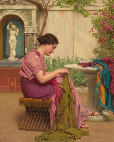 ステッチは無料、または時間のステッチ、1917 作： John William Godward