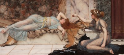 いたずらと休息 作： John William Godward