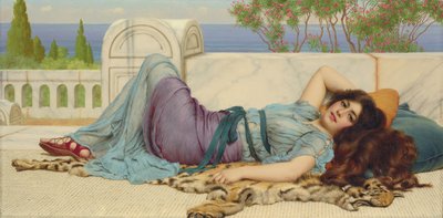 いたずらと安息、1909 作： John William Godward