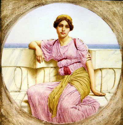 リフレクションズ、1918（紙にトイレ） 作： John William Godward