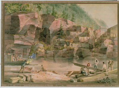 エリー運河、ニューヨーク、1831年（紙に黒鉛、トイレ、ガッシュ） 作： John William Hill