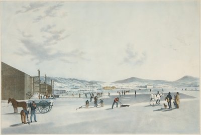 ロックランド湖-氷を切る。北東からの眺め、パブ。 1849 作： John William Hill