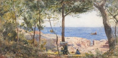 海沿いのアーティストの絵、1887（紙にトイレ色とボディカラー） 作： John William Inchbold