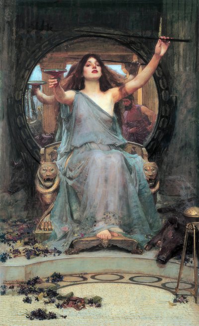 オデュッセウスに杯を差し出すシーリス 作： John William Waterhouse
