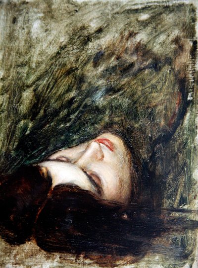 オルフェウスの頭 - スケッチ、1899～1900年頃（油彩） 作： John William Waterhouse