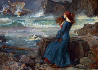 ミランダ - 『テンペスト』（シェイクスピア） - ジョン・ウィリアム・ウォーターハウスの絵 作： John William Waterhouse
