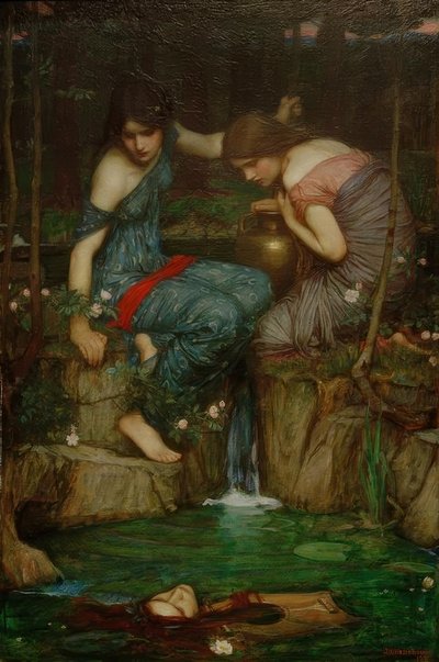 オルフェウスの頭を見つけるニンフ 作： John William Waterhouse