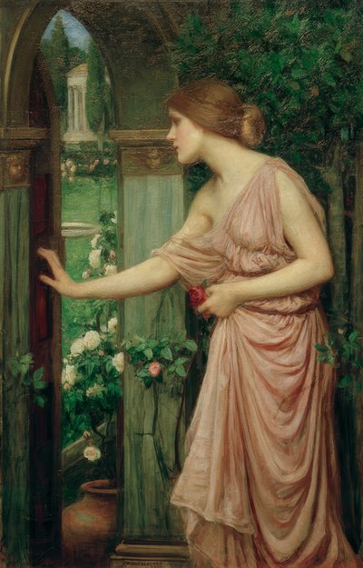 キューピッドの庭への扉を開くプシュケ 作： John William Waterhouse