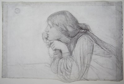 ロザリオを持つ女性像の習作 作： John William Waterhouse