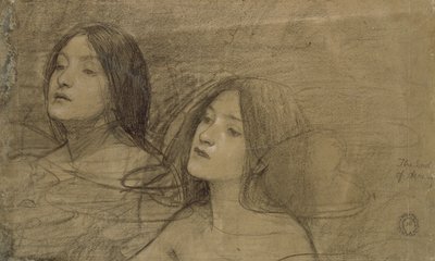 ハイラスとニンフたち」のための2人のニンフの習作、1890年代頃 作： John William Waterhouse