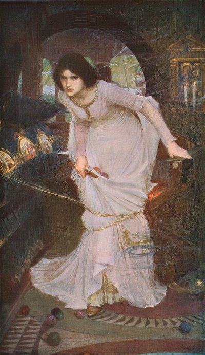 ランスロットを見るシャロットの女性、1894年、c1930。 作： John William Waterhouse