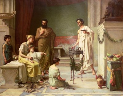 アスクレピオスの寺院への病気の子供の訪問、1877 作： John William Waterhouse