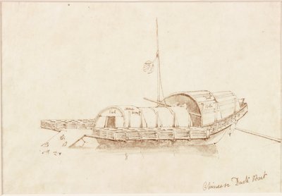 中国のアヒルのボート（紙（紙）にインク（スパイラル）） 作： John Wilson Carmichael