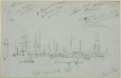 ハーバーシーン（紙に鉛筆（灰色）） 作： John Wilson Carmichael