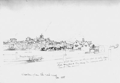 鉄道からのヘクサム、1835 作： John Wilson Carmichael