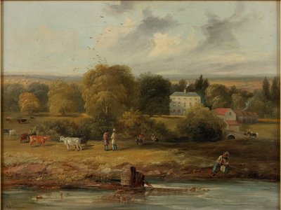 カントリーハウスのある風景、1838 作： John Wilson Carmichael